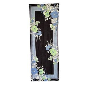 Talbots Wrap Scarf Blue‎ Asian Floral Womens Coastal